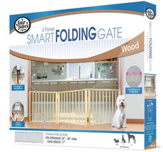 Four Paws Smart Folding Wood Gate for Pets - Natural Finish, Easy Setup,... - £84.16 GBP