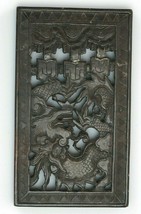 Chinese Dark Soapstone Carved Pierced Dragon Panel 19th Century - £140.79 GBP