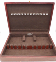 Vintage Pacific Silver Cloth Silverware Flatware Case Box Wood with Brow... - $42.56