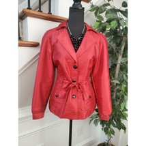 Victor Costa Women&#39;s Red Polyester Long Sleeve Collared Casual Long Coat M - $54.45