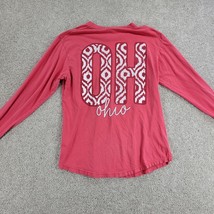 OHIO Womens Long Sleeve Shirt S Red OH Crew Neck Thumbhole Ohio State Buckeyes - $23.12