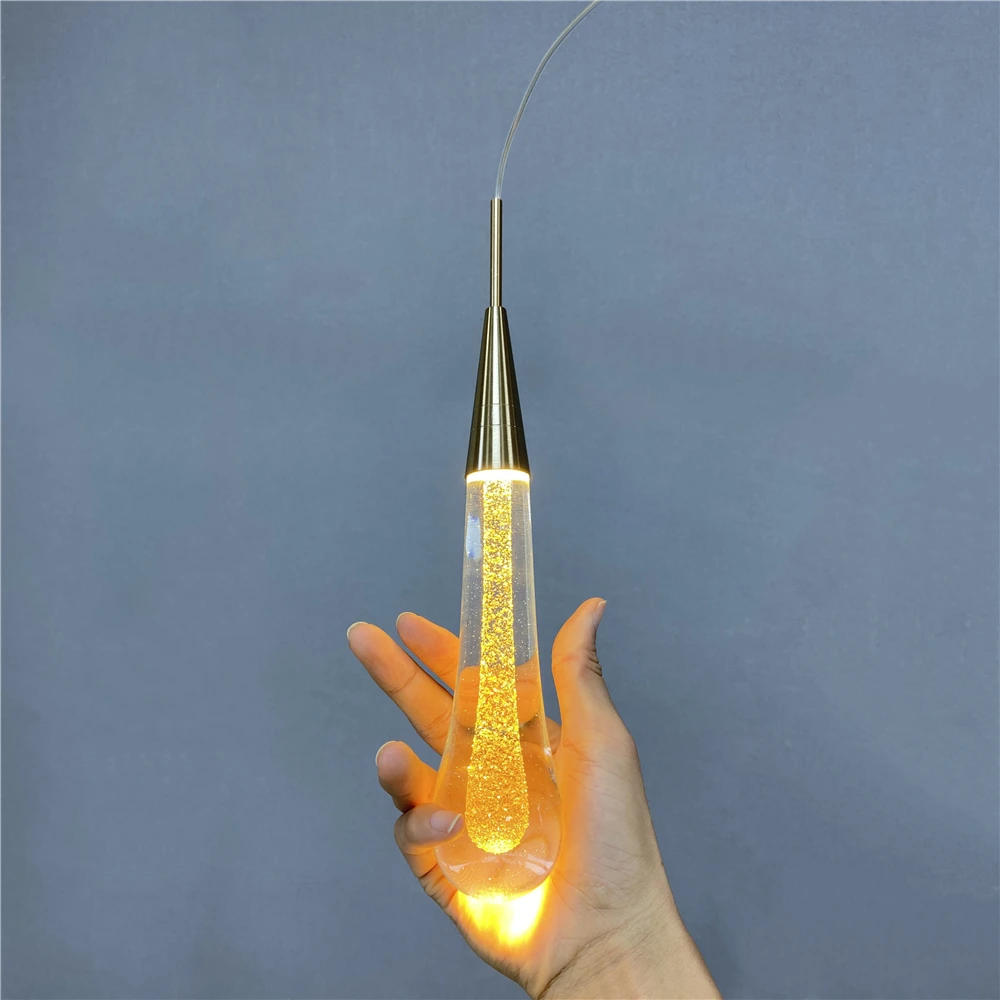 Creative Simple Drop Shaped Pendant Lights Bedroom Bedside Crystal Led H... - $43.73+