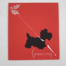 Vintage Art Deco Christmas Card Dog Black Scottish Terrier Scottie Scott... - £11.26 GBP