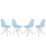 LeisureMod Acrylic Dining Chairs with Chrome Eiffel Base  Set of 4, Cur... - $546.23 CAD
