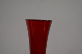 Elme Sweden Midcentury Art Glass MCM Red Footed Bulb Vase 12&quot; Vintage - £76.90 GBP