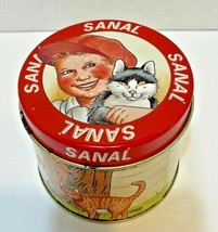 Vintage Sanal Empty Tin Children and Kitties Metal Arts Amsterdam 2.75 In - £11.43 GBP