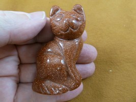 (Y-CAT-SIC-763) Orange KITTY CAT gemstone carving figurine stone I love ... - £14.01 GBP