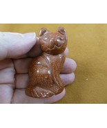 (Y-CAT-SIC-763) Orange KITTY CAT gemstone carving figurine stone I love ... - £13.70 GBP