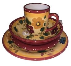Vintage Oneida Sunset Bouquet Place Setting Hand Painted Plate Bowl Cup ... - $530.14 MXN