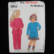Simplicity 7966 It&#39;s So Easy Knit Slim Pants Skirt Top Playwear Girls S M L 3-6X - £2.32 GBP