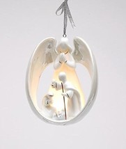3.75&quot; Angel Watching Over Holy Family Porcelain Light Cover Ornament - $17.33