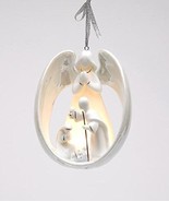 3.75&quot; Angel Watching Over Holy Family Porcelain Light Cover Ornament - £13.85 GBP