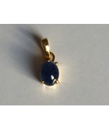 Natural blue sapphire cabushion stone pendant in 14k solid gold - £191.08 GBP