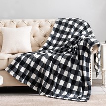 Bedelite Fleece Throw Blanket For Couch Sofa Bed, Buffalo Plaid Decor Black And - £31.09 GBP