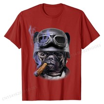 T-Shirt, French Bull Dog Biker in Motorcycle Helmet, Cigar Fashionable T Shirt N - £67.08 GBP