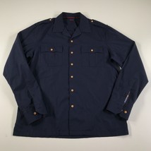 Onsloe Uomo Grande Camicia Button Down Blu Navy Manica Lunga Spalline To... - £58.81 GBP