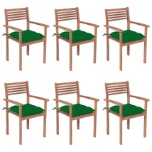 Patio Chair Set of 6 Teak wood with green cushions - $1,041.49 CAD