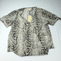 Michael Kors Blouse Top Women Size XS Snake Animal Print V Neck Short Sl... - $18.48