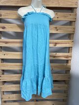 Sand N Sun Beach Dress Woman's Size M Blue Stretchy Tube Top Halter Beac... - $19.79