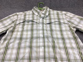 Carhartt Force Shirt Mens Medium Green Plaid Relaxed Fit Vented Fishing - $13.85