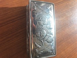 Vintage ENGLISH sterling silver Trinket snuff box hinged lid circa 1903 Cherub - £447.18 GBP
