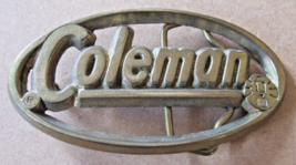 VINTAGE  COLEMAN BRASS BELT BUCKLE   NICE CONDITION   USE SOME BRASS-O O... - £23.36 GBP