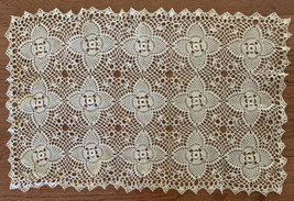 Vintage Ecru Hand Crocheted Table Runner/Dresser Scarf 26&quot;x17 1/2&quot; - £11.79 GBP