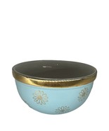 Vintage MCM 1950 Hall&#39;s Superior Blue Gold Daisy 6&quot; Bowl Periwinkle 1376... - $55.23 CAD