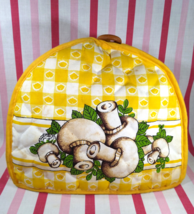 Groovy 1970&#39;s Mushroom Quilted Yellow &amp; White Toaster Appliance Cover - £13.91 GBP