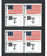 *US Postage 1968 6c Historic Flags  MNH 2 Plate Blocks of 4 - $6.63 CAD