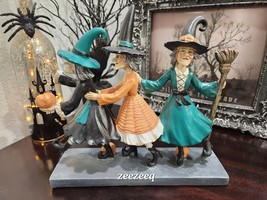 Halloween Trio Witches Dancing Sculpture Figurine Tabletop Decor - $38.60