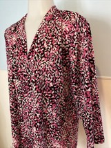 Kasper Black with Pink, Light Pink and Gray Print 3/4 Sleeve Open Cardigan PL - £12.14 GBP