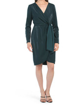 New Julia Jordan Green Faux Wrap Belted Drapped Sheath Dress Size 14 $149 - £52.06 GBP