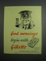 1948 Gillette Razor Blades Ad - Good mornings - $18.49
