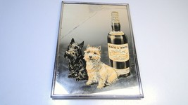 Vintage 30s Deco Black &amp; White Scotch Whisky Bar Mirror w Dogs &amp; Bottle - £108.03 GBP