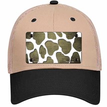 Gold White Giraffe Oil Rubbed Novelty Khaki Mesh License Plate Hat - £22.92 GBP