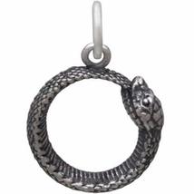 Sterling Silver Ouroboros Snake Charm 18x12mm - $461.48 MXN