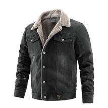 Winter Warm Denim Jacket Fleece Lined Jean Coat Fur Lapel Collar Trucker Jacket  - £62.95 GBP