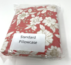Easy Standard Pillowcase Kit, Pink Floral and Tan Striped Fabric - £7.58 GBP