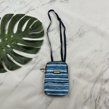Baggallini Small Cross Body Bag Blue Striped RFID Blocking Wallet Nylon - $27.71