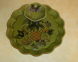 Vtg Los Angeles Green Pineapple Plate Luau Tiki Party Platter Pottery California - £43.95 GBP