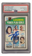 Guy LaFleur Signed 1976 Topps #5 Power Play Goals Leaders Hockey Card PSA/DNA - £85.27 GBP