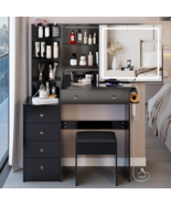 Vanity Set: LED Mirror, 2 USB, Stool, 37&quot; - $297.10 CAD