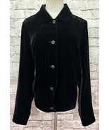 J Jill Womens Size Medium Black Velvet Button Front Collared Jacket Rayo... - £38.49 GBP