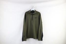 Nike Mens Large Therma Fit Fleece Lined Half Zip Pullover Sweatshirt Olive Green - £27.65 GBP