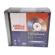 [NEW SEALED] 10 Pack of Office Depot Mini DVD-R Discs with Cases - £12.48 GBP