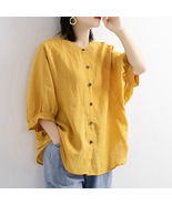 Blouse Casual Shirts Tops Female Yellow - £12.55 GBP