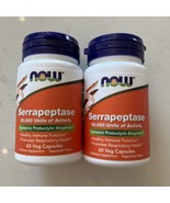 2 ct Now Foods Serrapeptase Systemic Proteolytic Enzymes 120 caps BB 4/26 B207 - $460.16 MXN