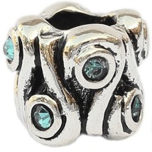 Curvy Design with Teal European Bead Pandora Style Chamilia Troll Biagi - $4.83