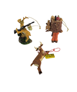 Funny Deer Hunter Holiday Ornaments 3 Piece Set No Hunting Camo Man Hiding - £15.55 GBP